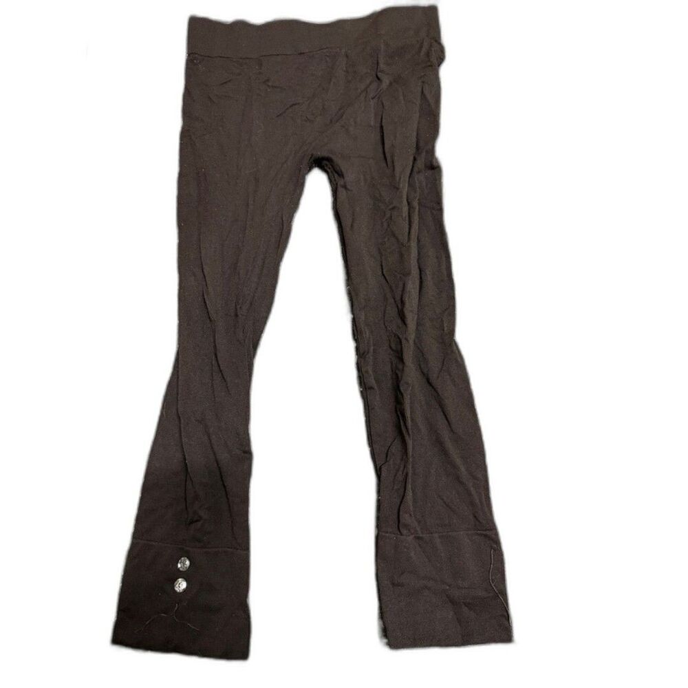 Women's Black Capri Leggings with Button Hem